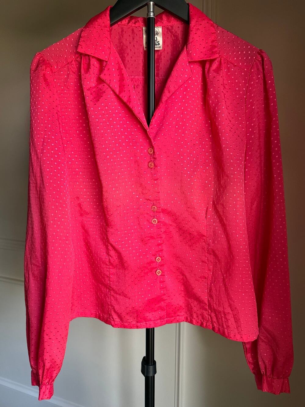Vintage 1970s You Babes Pink Dagger Collar Prairie Disco Blouse Rare Tag
